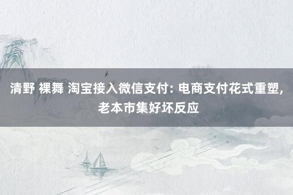 清野 裸舞 淘宝接入微信支付: 电商支付花式重塑， 老本市集好坏反应