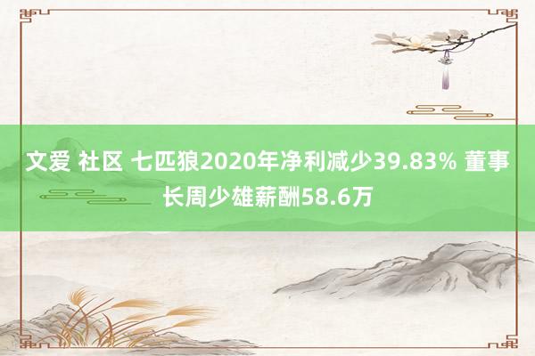 文爱 社区 七匹狼2020年净利减少39.83% 董事长周少雄薪酬58.6万