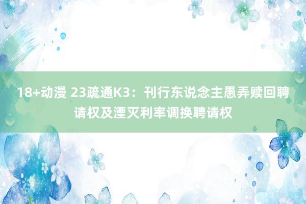 18+动漫 23疏通K3：刊行东说念主愚弄赎回聘请权及湮灭利率调换聘请权