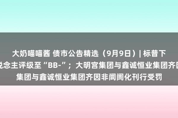 大奶喵喵酱 债市公告精选（9月9日）| 标普下调万科始终刊行东说念主评级至“BB-”；大明宫集团与鑫诚恒业集团齐因非阛阓化刊行受罚