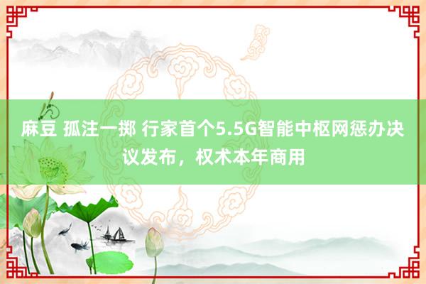 麻豆 孤注一掷 行家首个5.5G智能中枢网惩办决议发布，权术本年商用