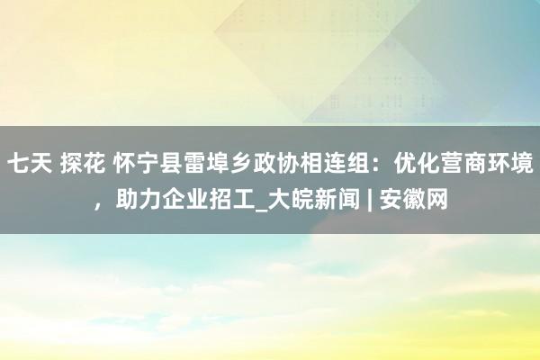 七天 探花 怀宁县雷埠乡政协相连组：优化营商环境，助力企业招工_大皖新闻 | 安徽网