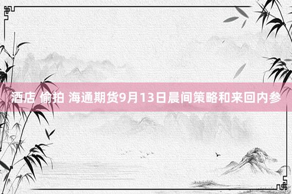 酒店 偷拍 海通期货9月13日晨间策略和来回内参