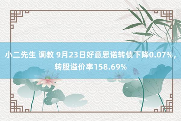 小二先生 调教 9月23日好意思诺转债下降0.07%，转股溢价率158.69%