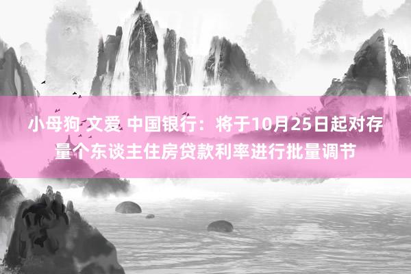 小母狗 文爱 中国银行：将于10月25日起对存量个东谈主住房贷款利率进行批量调节