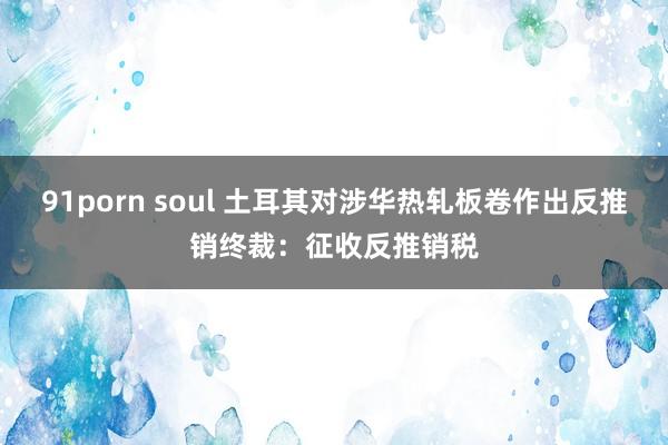 91porn soul 土耳其对涉华热轧板卷作出反推销终裁：征收反推销税