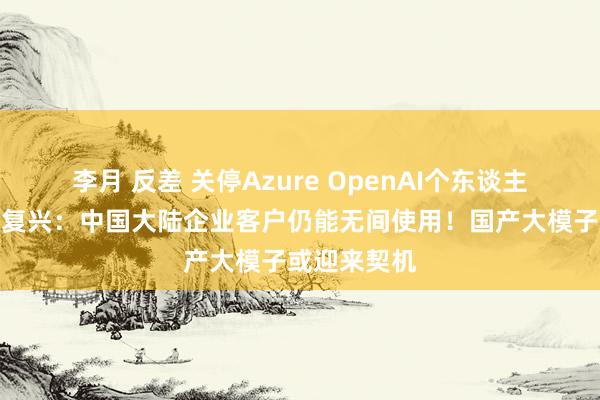 李月 反差 关停Azure OpenAI个东谈主工作？微软复兴：中国大陆企业客户仍能无间使用！国产大模子或迎来契机