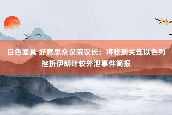 白色面具 好意思众议院议长：将收到关连以色列挫折伊朗计较外泄事件简报