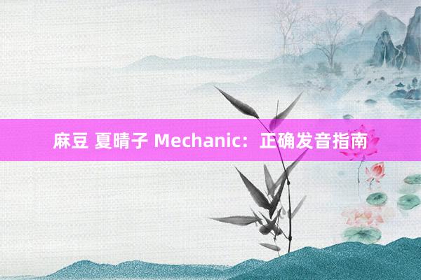 麻豆 夏晴子 Mechanic：正确发音指南