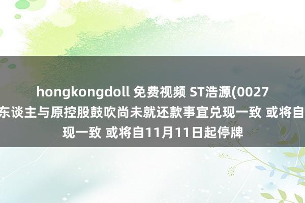 hongkongdoll 免费视频 ST浩源(002700.SZ)：现实控东谈主与原控股鼓吹尚未就还款事宜兑现一致 或将自11月11日起停牌