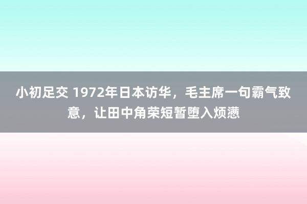 小初足交 1972年日本访华，毛主席一句霸气致意，让田中角荣短暂堕入烦懑