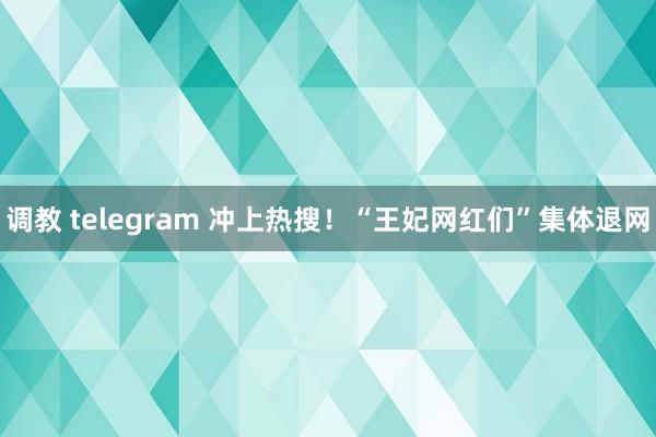 调教 telegram 冲上热搜！“王妃网红们”集体退网