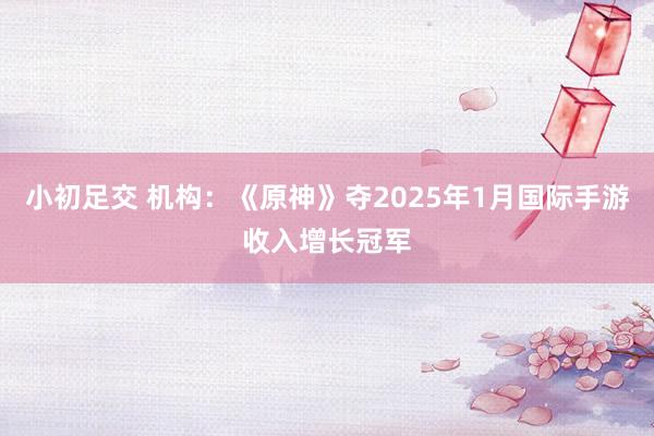 小初足交 机构：《原神》夺2025年1月国际手游收入增长冠军